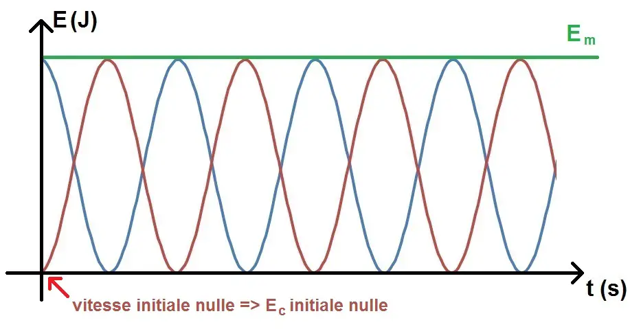 identification des courbes d'énergie potentielle, cinétique et mécanique