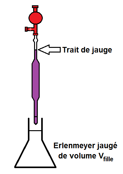 verser la solution mère dans la fiole jaugée