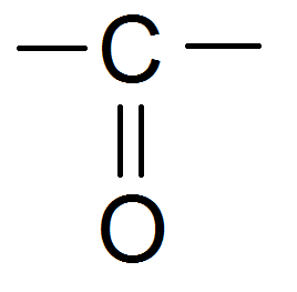 groupe carbonyle /> </p>
<p>A gauche et à droite on est obligé de mettre des carbones pour une cétone.<br />
En effet, si c’est un H on verra plus loin que ce n’est pas une cétone…</p>
<p><strong>Pour le nom on rajoute anone, sauf que, comme pour les alcools, on met un chiffre avant le one, qui correspond au numéro du C qui porte la double liaison avec O : </strong></p>
<p style=